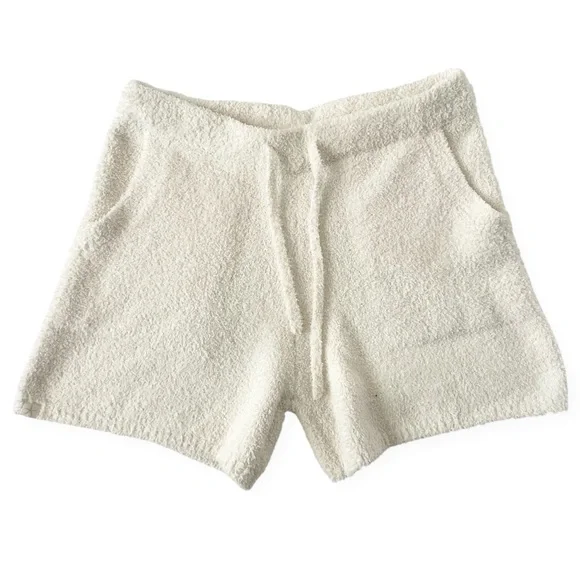 Barefoot Dreams Eco CozyChic Hoodie Lounge Shorts Almond womens small ivory cozy - Picture 1 of 5